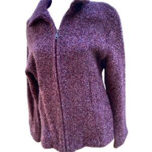 Kaliko Cardigan Sweater Purple & Burgundy Tweed Zippered Closure Size 8